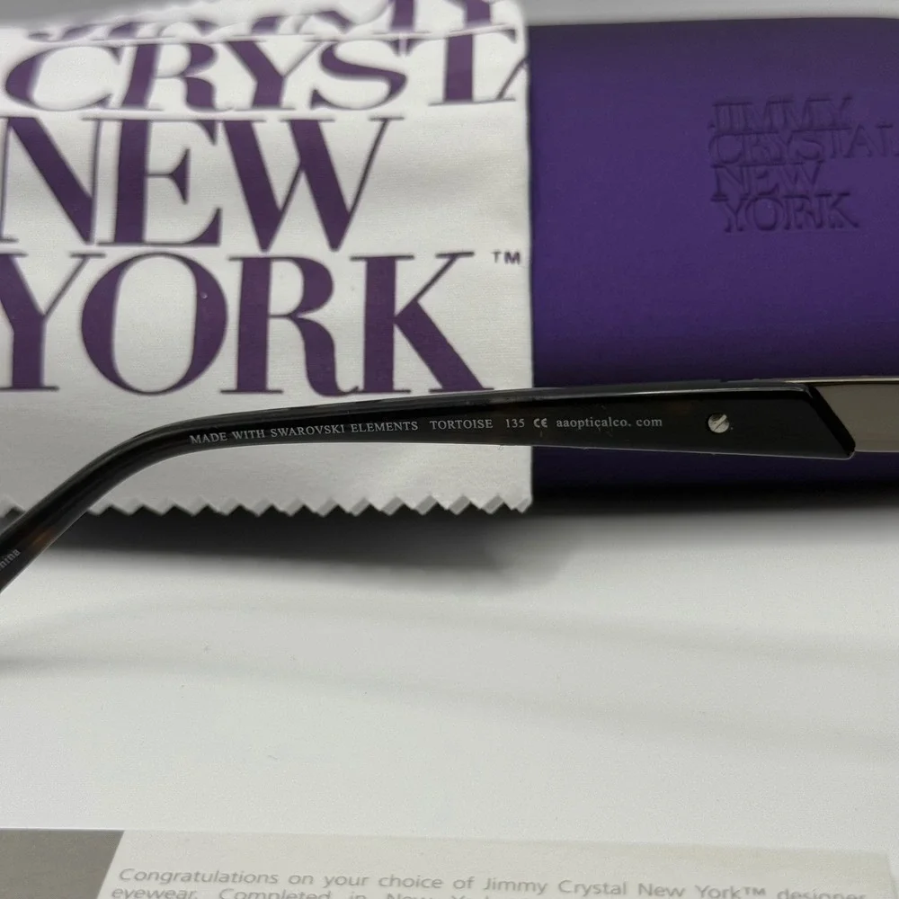 NEW JIMMY‎ CRYSTAL Parnassus Tortoise Womens Semi Cat Eye Eyeglasses 53-17-135